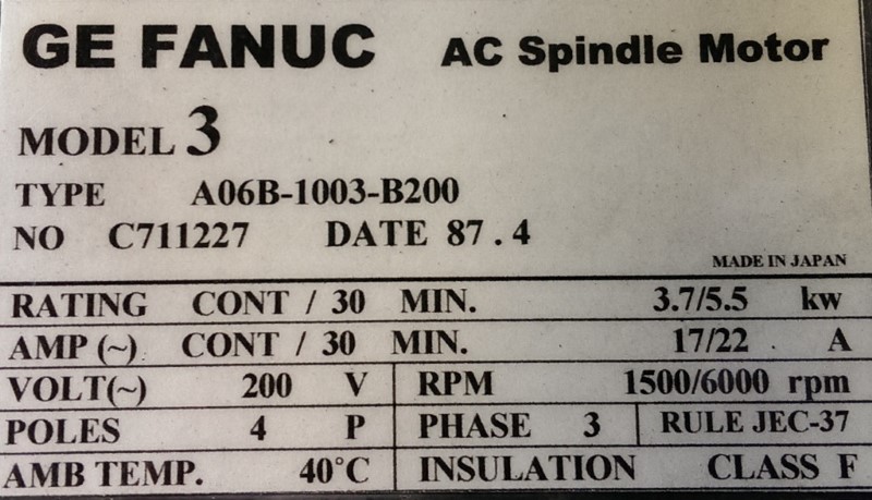 A06B-1003-B200 AC Spindle Spindle Motor A06B-1003-B200 AC Spindle Spindle Motor